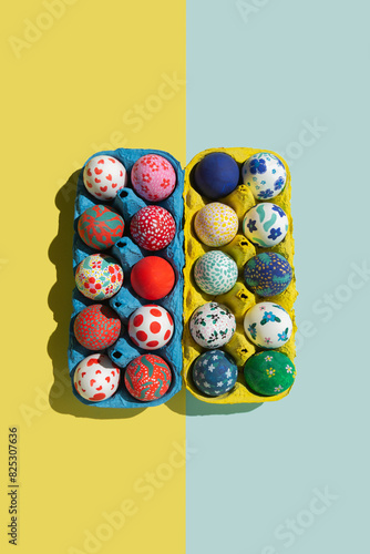 Colorful Easter Eggs in Dual-Shade Cartons photo