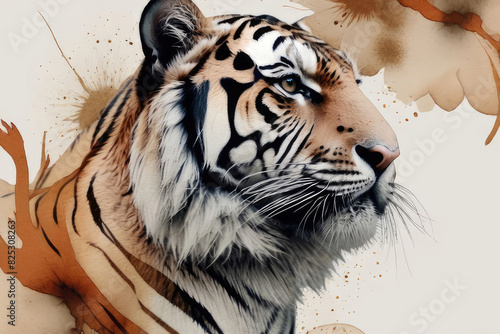 Tiger art poster, illustration design in painting style.