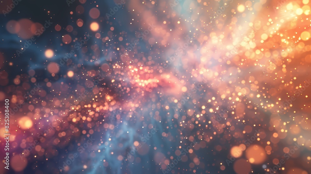 A scene of a particle swarm, with a background of particles of matter and energy A scene of a particle swarm, with a background of particles of matter and energy