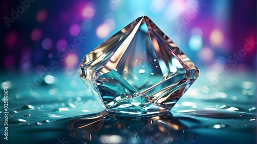 abstract background with glass prism and water refracting light