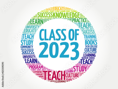 Class of 2023 - the group of students who graduated from high school or college in the year 2023, word cloud concept background