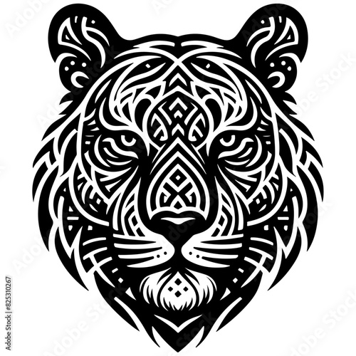 Tiger Head Vector Illustration for Tattoos, Wildlife Art, and Animal Mascots