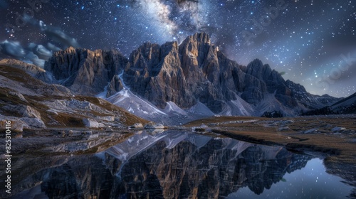 Milky Way Galaxy Reflected In A Mountain Lake For Astronomy And Nature Themed Designs