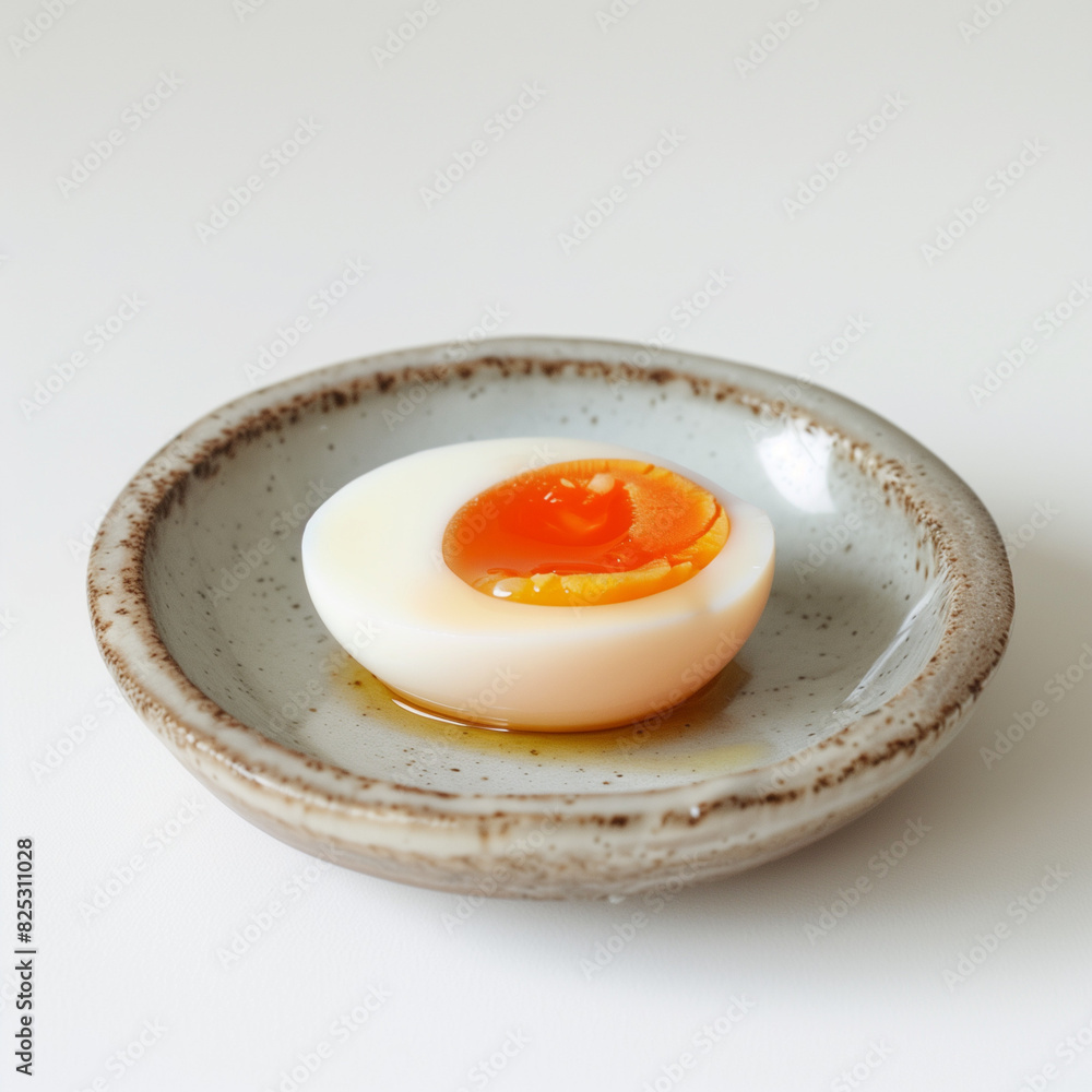 Soft boiled egg on a small plate