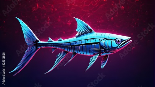 abstract neon binary code marlin fish