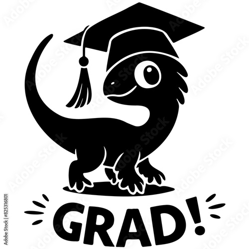 Dinosaur Graduation Vector Illustration for Class of 2024, Cute Dino Graduate Design