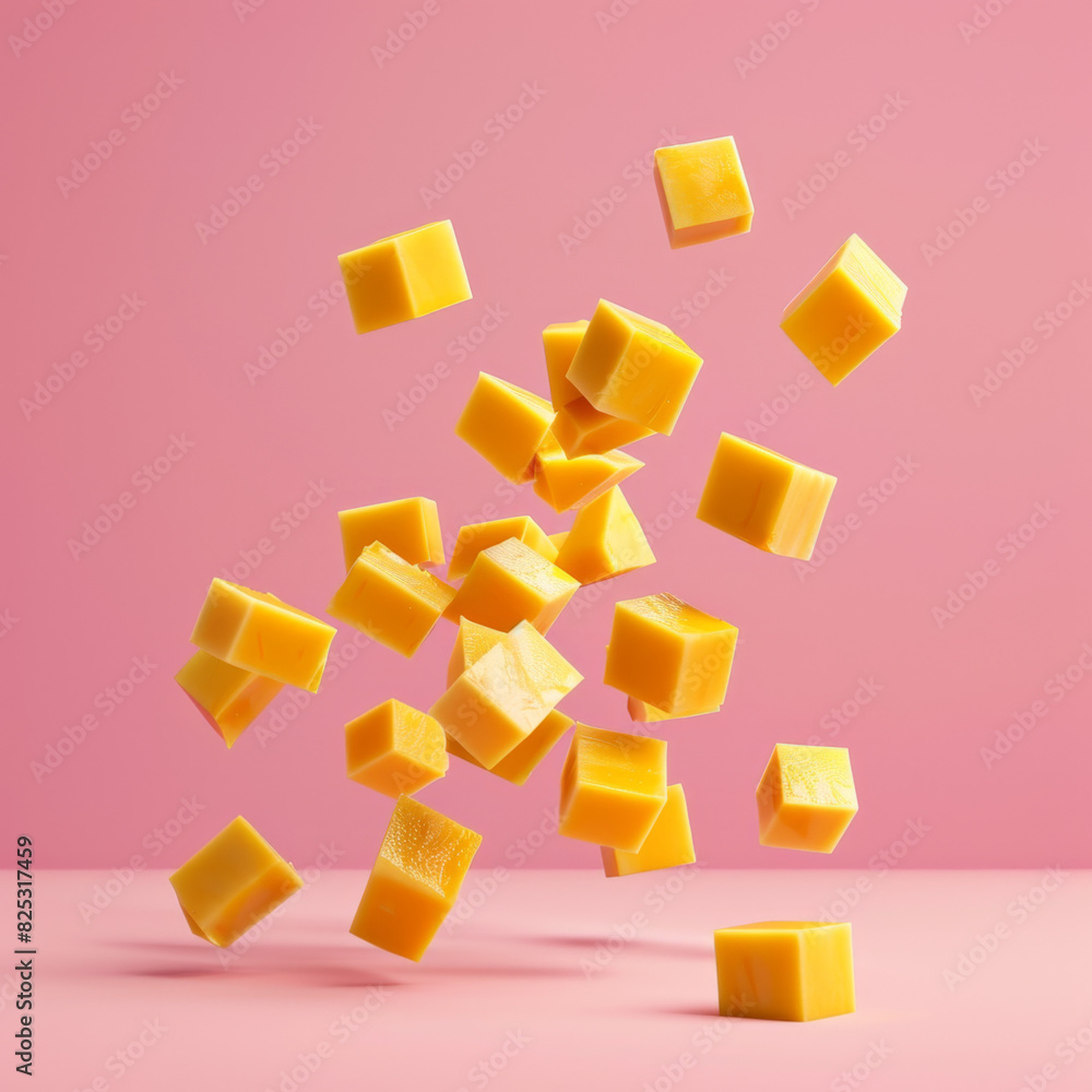 abstract background with close up of Mango jelly cut into pieces abstract background with close up of Mango jelly cut into pieces