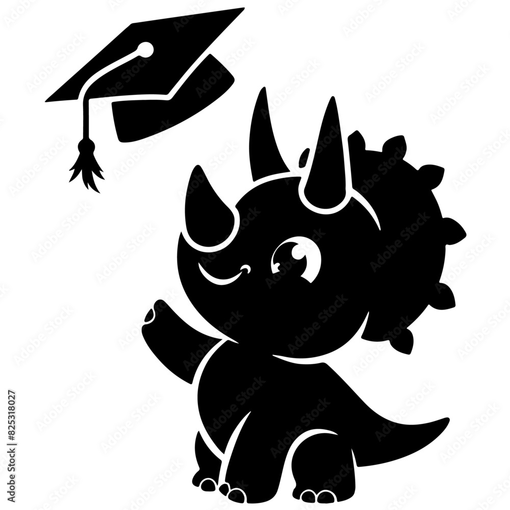 Dinosaur Graduation Vector Illustration for Class of 2024, Cute Dino Graduate Design