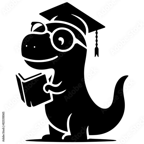 Dinosaur Graduation Vector Illustration for Class of 2024, Cute Dino Graduate Design