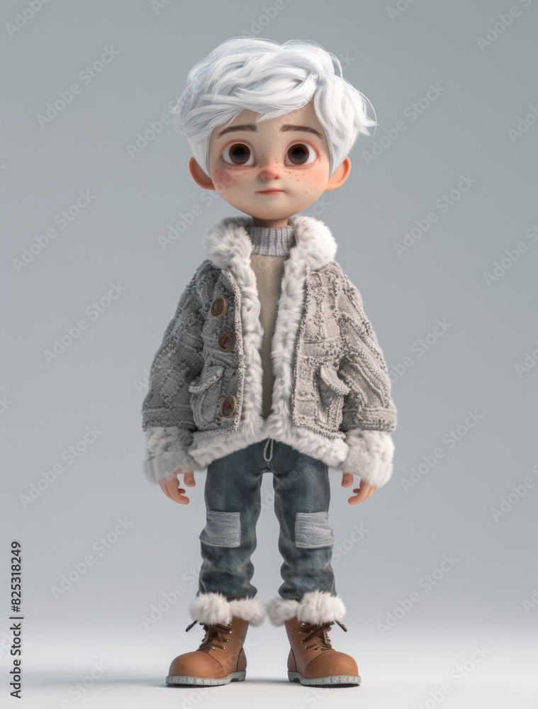 Child character model in winter clothes, generative ai Child character model in winter clothes, generative ai