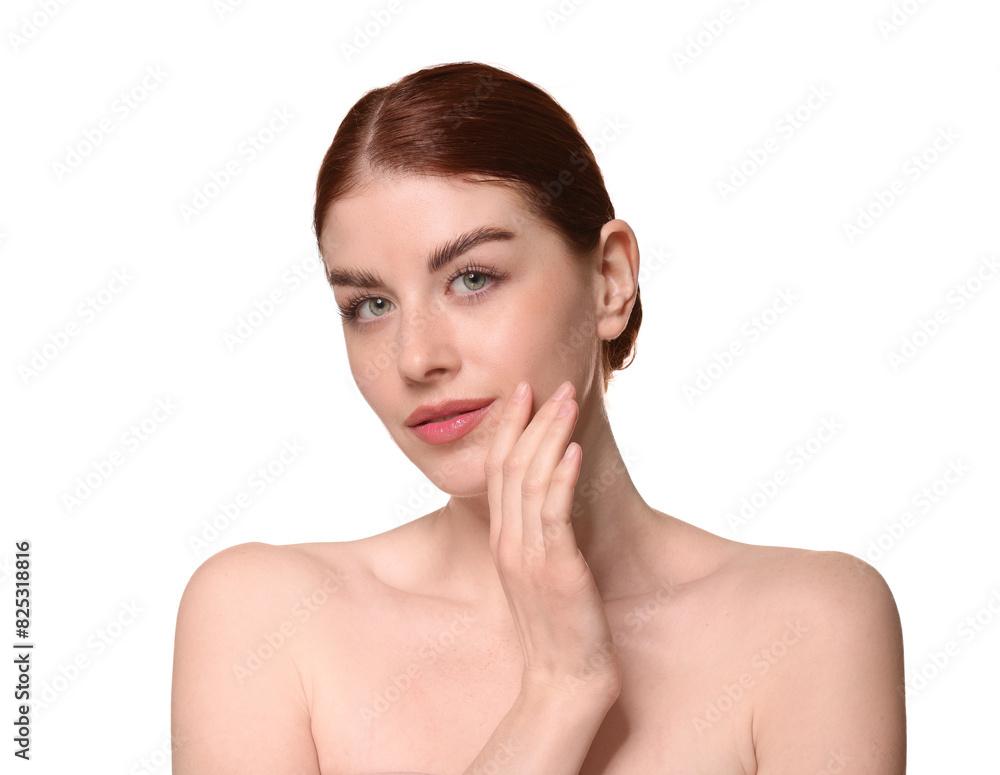 Portrait of beautiful woman on white background Portrait of beautiful woman on white background