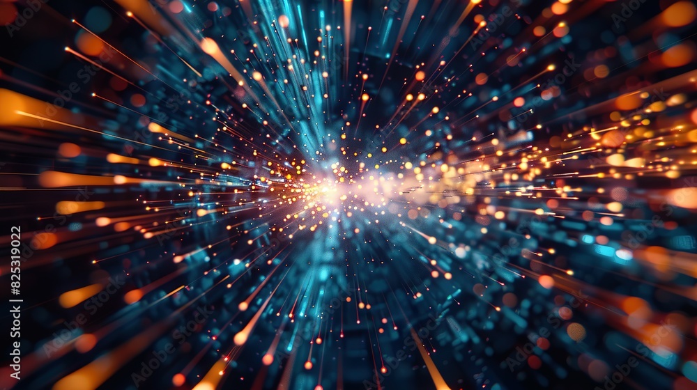 Abstract technology background showcasing high speed global data transfer, ultra-fast broadband connections, digital explosion, and cyber tech motion. Abstract technology background showcasing high speed global data transfer, ultra-fast broadband connections, digital explosion, and cyber tech motion.