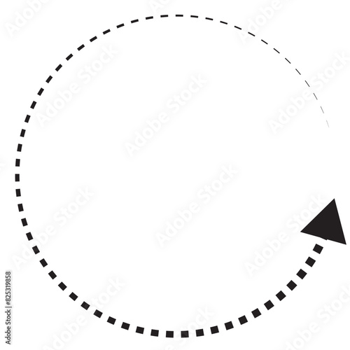 Vector hand drawn dashed arrow. Curved dotted arrow. Zigzag arrow stripes. Doodle, sketch style.  isolated on white background. Vector illustration. EPS 10
