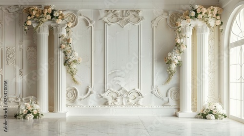 Classic luxury wedding ceremony backdrop interior wall background and copy space