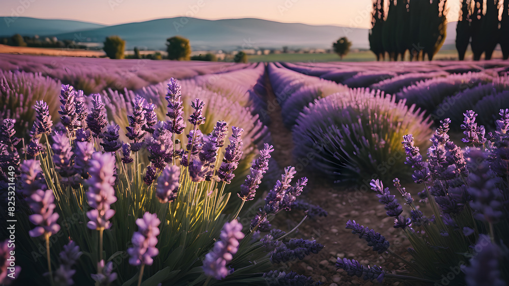 Obraz premium Field of lavender. Rural landscape. Flowers and nature.