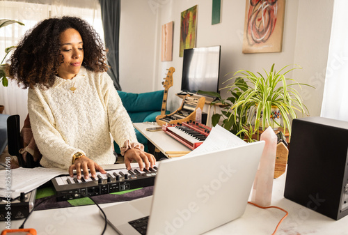 Woman in music studio photo