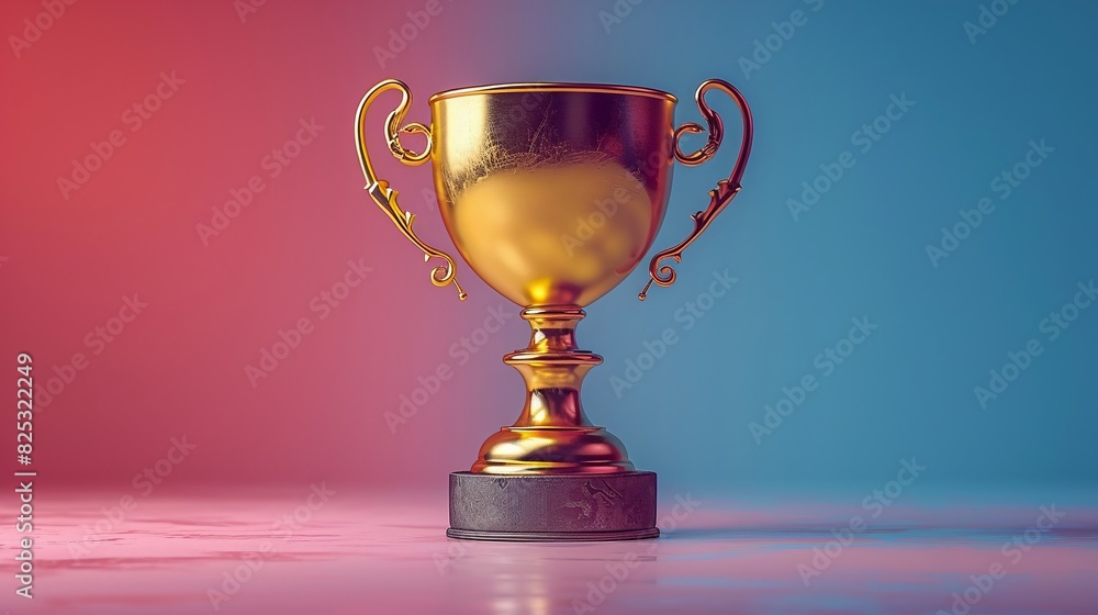 3D starburst trophy gold flat white background minimalist design ample text space symbolizing achievement