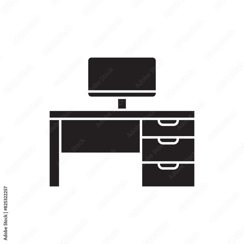 Desk office table icon design, isolated on white background, vector illustration Desk office table icon design, isolated on white background, vector illustration