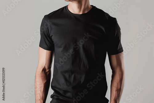 AI generated illustration of a man in a black t-shirt ideal for graphic design mockups