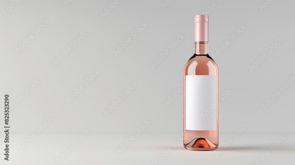 A rose wine bottle with a blank label, light background, ideal for branding mockups, close up, focus on, modern branding theme, dynamic, Composite, soft gradient backdrop A rose wine bottle with a blank label, light background, ideal for branding mockups, close up, focus on, modern branding theme, dynamic, Composite, soft gradient backdrop