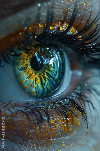 An exaggerated eye with fractal patterns, illustrating the complexity and beauty of the visual process, © Natalia