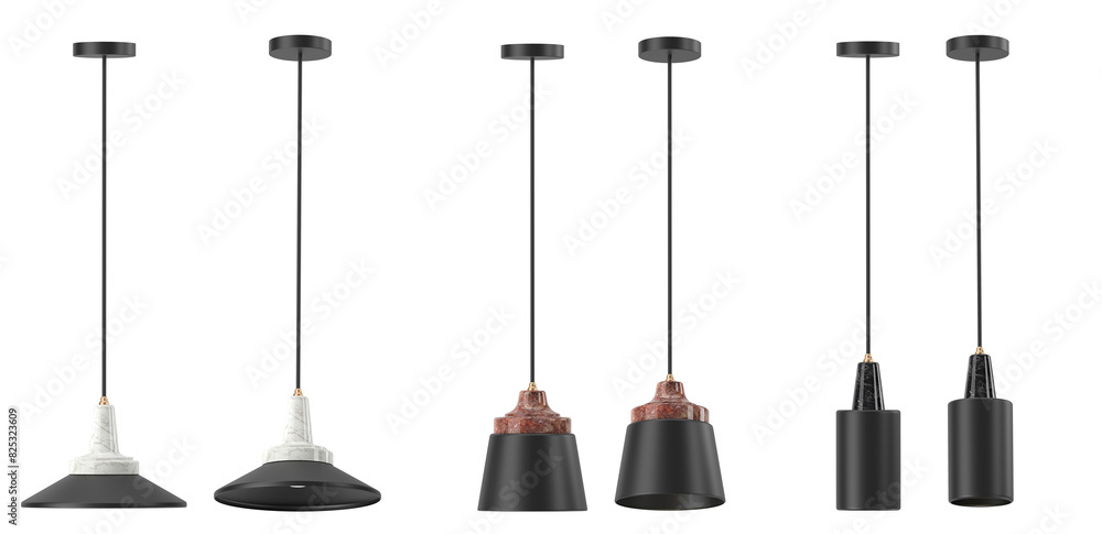 3d render Modern chandelier set . isolated on background . 3d render Modern chandelier set . isolated on background .