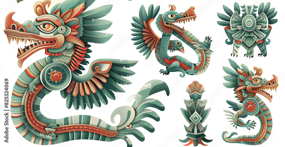 Naklejka premium tolteca god Quetzalcoatl ( The Feathered Serpent god,