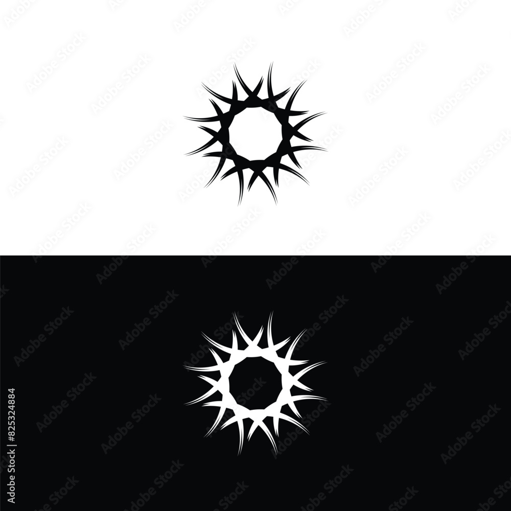 Fototapeta premium Black and white vector icon logo . Circle silhouette design