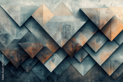 Abstract isometric background with layered pyramids in neutral tones,