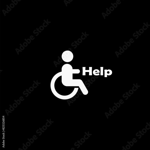 Wheelchair icon simple sign isolated on black background