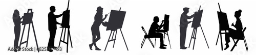 artist painting on canvas silhouette. 