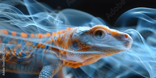 Reptiles genetically modified to control breathing in extreme temperatures shown via heat maps. Concept Reptiles, Genetic Modification, Breathing Control, Extreme Temperatures, Heat Maps photo
