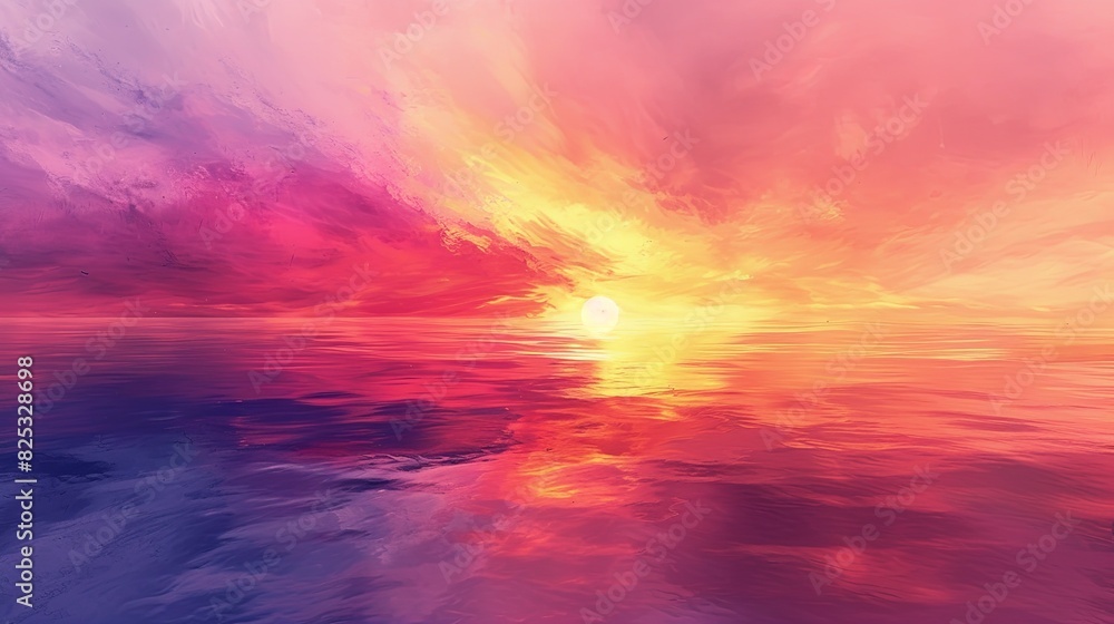 A stunning seascape capturing a vibrant sunset gradient over calm waters