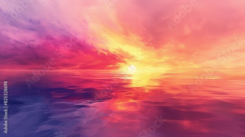 A stunning seascape capturing a vibrant sunset gradient over calm waters © Natalia