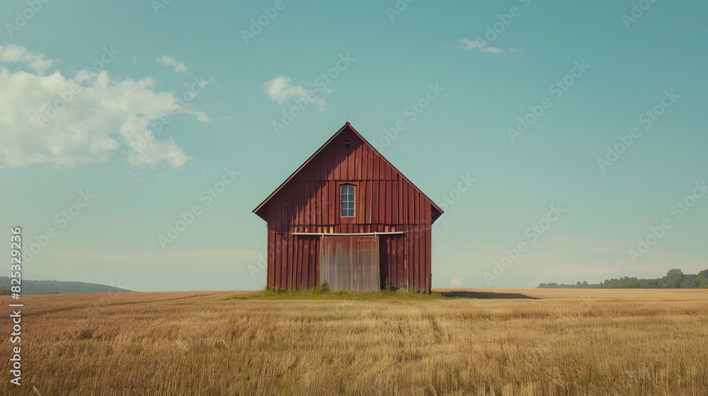 Rustic old barn surrounded by grassland and forest landscape. Rustic old barn surrounded by grassland and forest landscape.