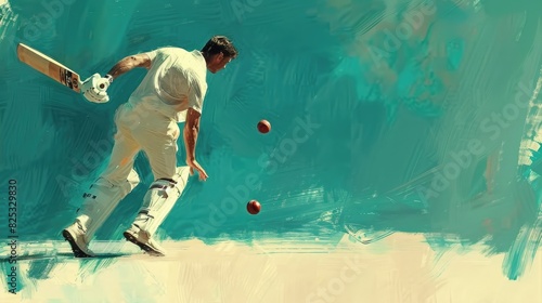 A portrait of a pace bowler preparing to deliver a ball during cricket match photo