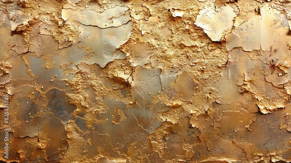 Fototapeta premium A close-up of a weathered metal surface with white and yellow paint adorning the top and bottom edges
