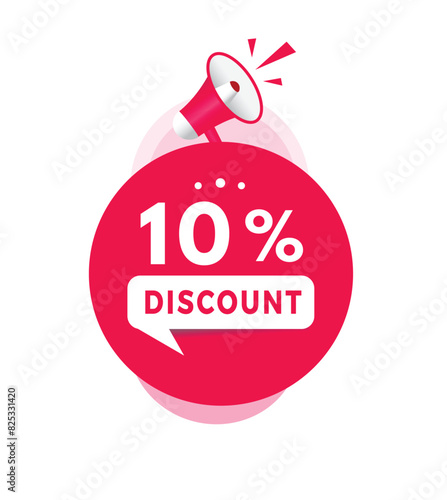 10 percent discount sign icon, flat design message. vector for banner template or advertising.