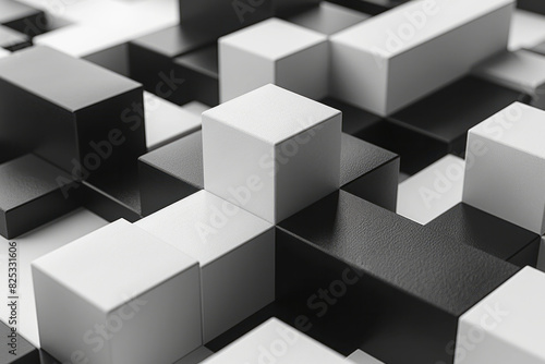 Minimalist isometric design with staggered cubes forming a ripple effect,