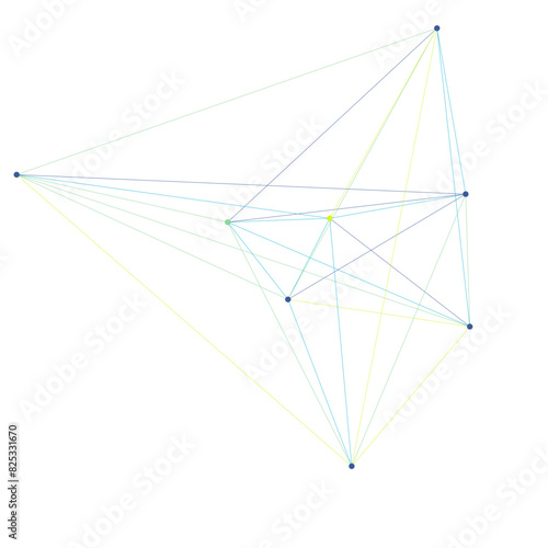 An abstract isolated futuristic node network connection design element.
