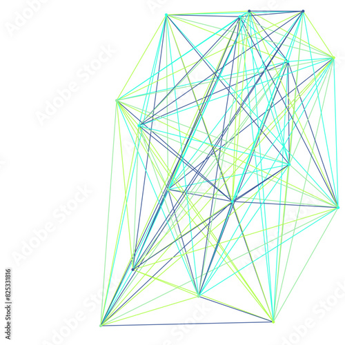 An abstract isolated futuristic node network connection design element.