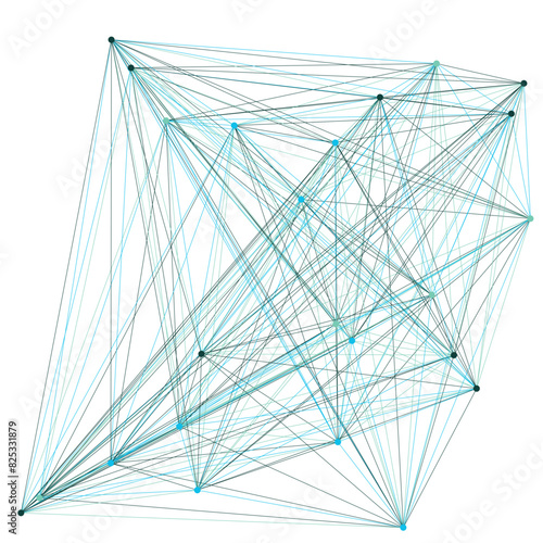 An abstract isolated futuristic node network connection design element.