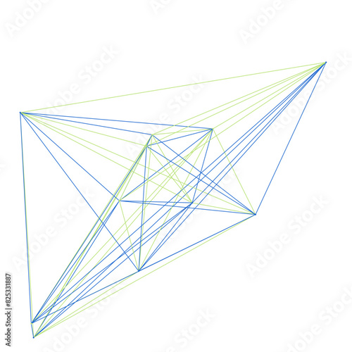 An abstract isolated futuristic node network connection design element.
