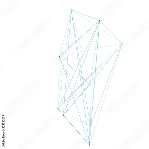An abstract isolated futuristic node network connection design element.