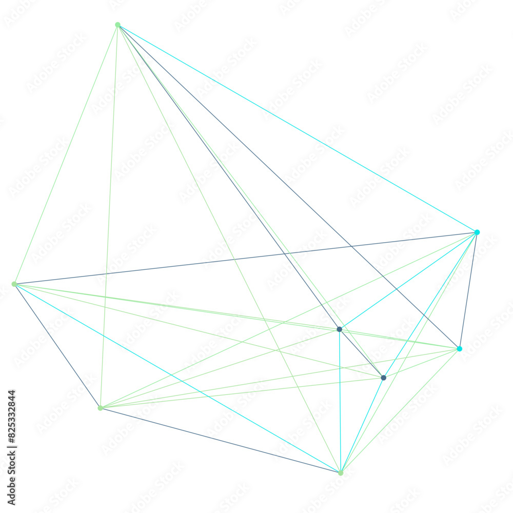 An abstract isolated futuristic node network connection design element. An abstract isolated futuristic node network connection design element.