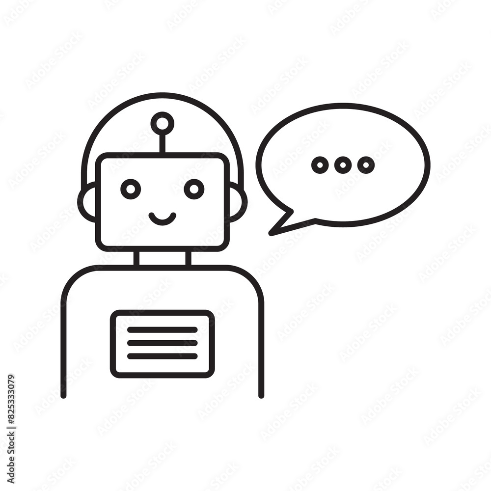 Robot icon. Chatbot icon. Cute smiling bot. Outline robot sign. Vector flat line cartoon illustration. Voice support service bot. Virtual online support. Robot icon Robot icon. Chatbot icon. Cute smiling bot. Outline robot sign. Vector flat line cartoon illustration. Voice support service bot. Virtual online support. Robot icon