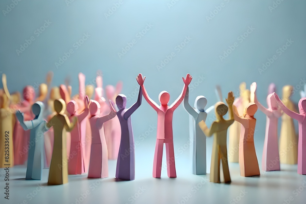 Paper people figures in a pastel world. Teamwork, collaboration, community. Generative AI Paper people figures in a pastel world. Teamwork, collaboration, community. Generative AI