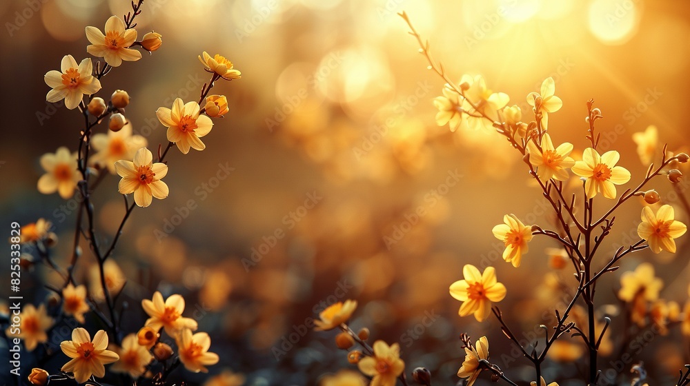   A photo of a bouquet of flowers illuminated by sunbeams, with the florets in sharp focus in the foreground