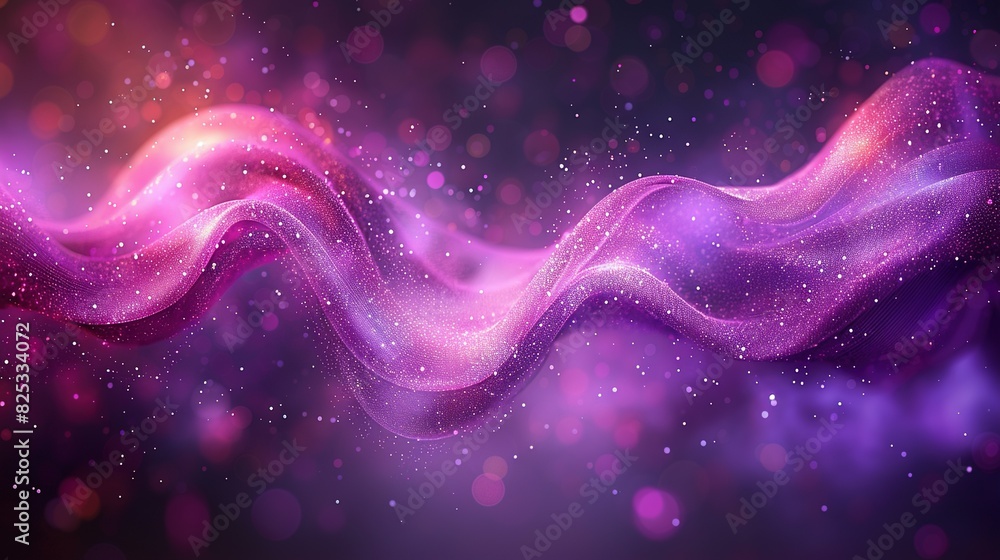   A purple and pink abstract background with blurry lines and stars on a black background with a bokeh of light