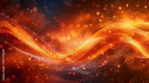   The image features an orange-yellow background with a blurred light emanating from the top of the orange wave